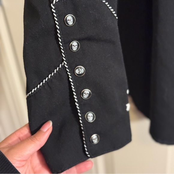 Vintage Scully Skull Rose Western Embroidered Pearl Snap Black Button Up Size L - Picture 8 of 15